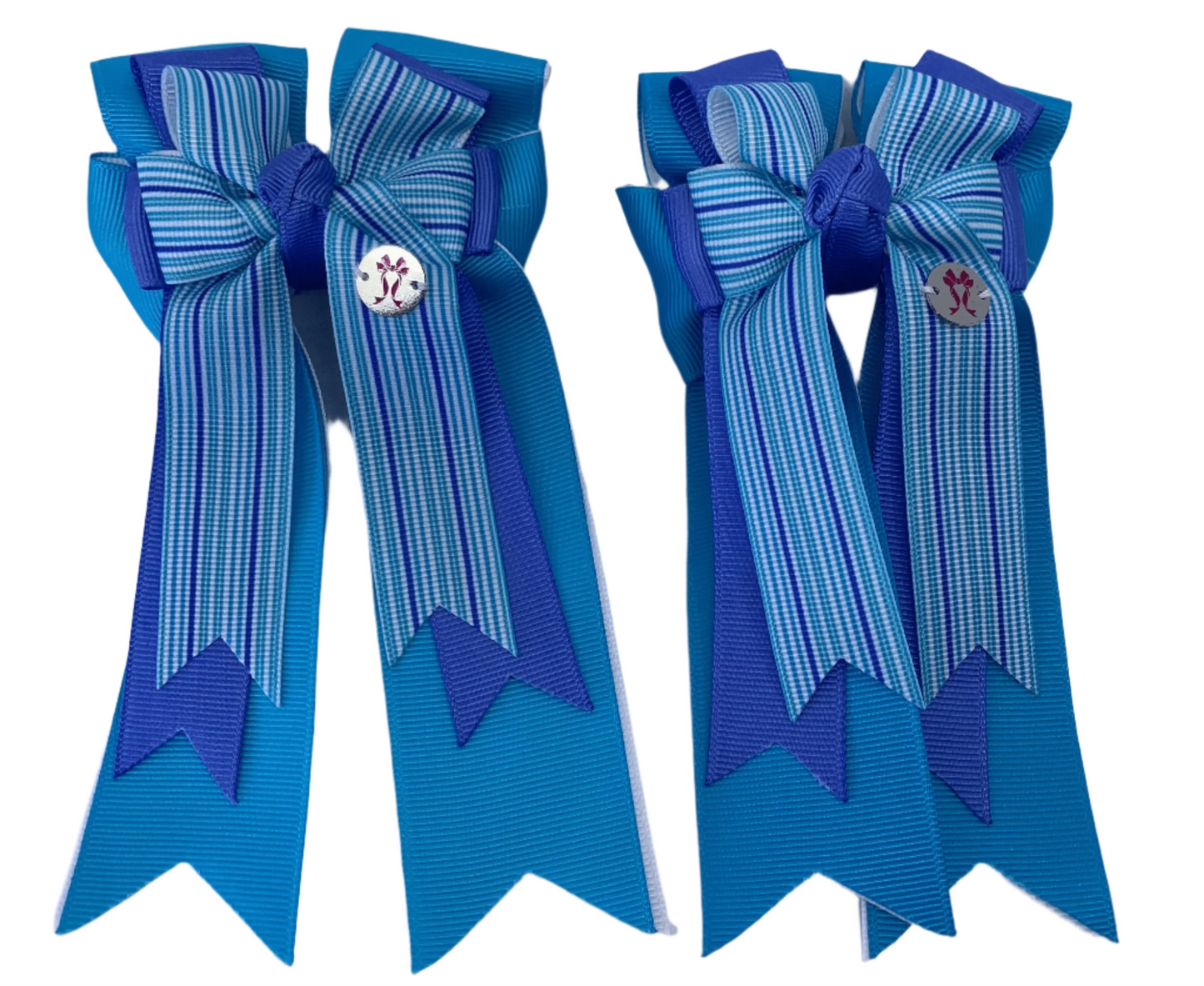 PonyTail Bows 3" Tails PonyTail Bows- Turqouise Pinstripes equestrian team apparel online tack store mobile tack store custom farm apparel custom show stable clothing equestrian lifestyle horse show clothing riding clothes PonyTail Bows | Equestrian Hair Accessories horses equestrian tack store