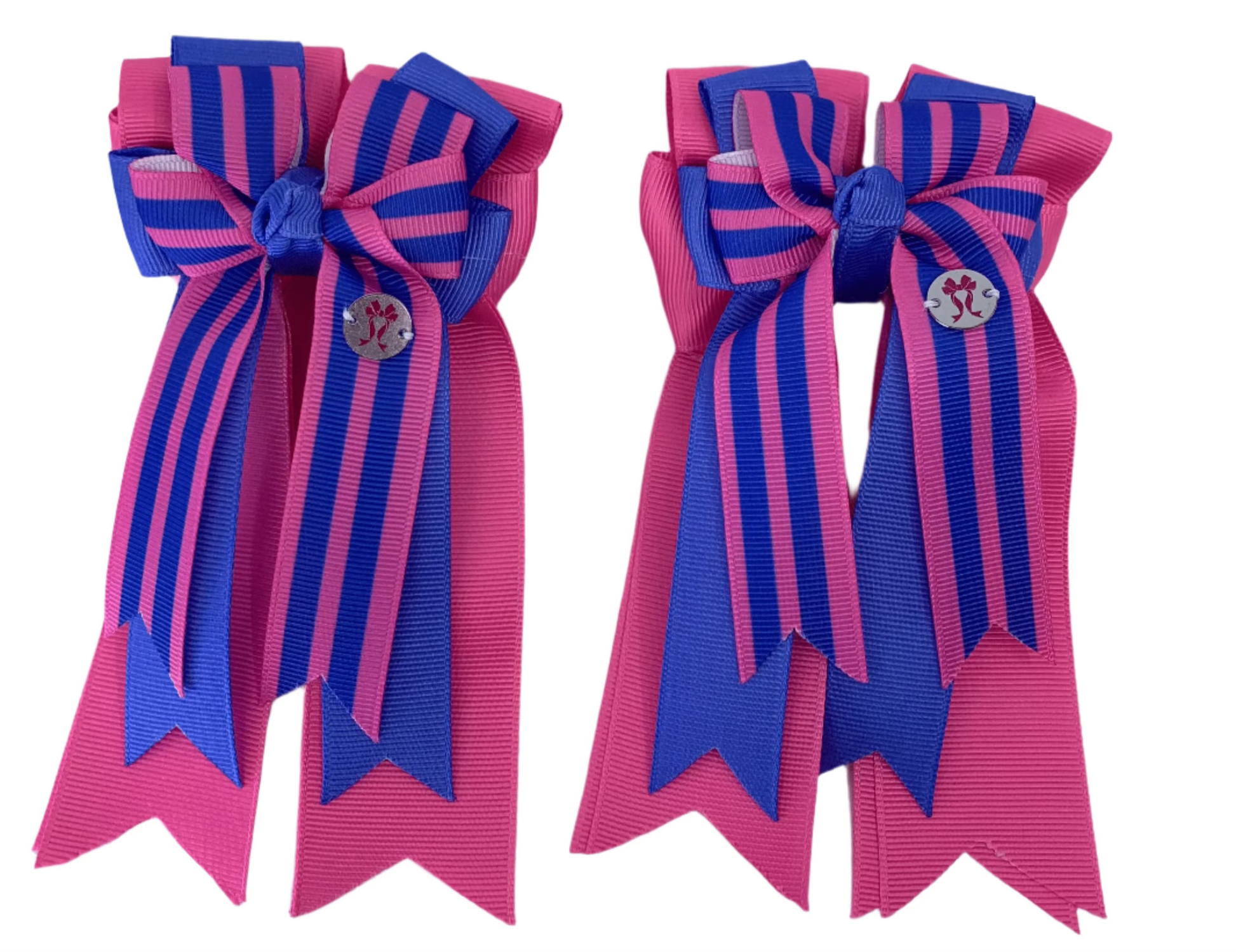 PonyTail Bows 3" Tails PonyTail Bows- Pink Blue Stripe equestrian team apparel online tack store mobile tack store custom farm apparel custom show stable clothing equestrian lifestyle horse show clothing riding clothes PonyTail Bows | Equestrian Hair Accessories horses equestrian tack store