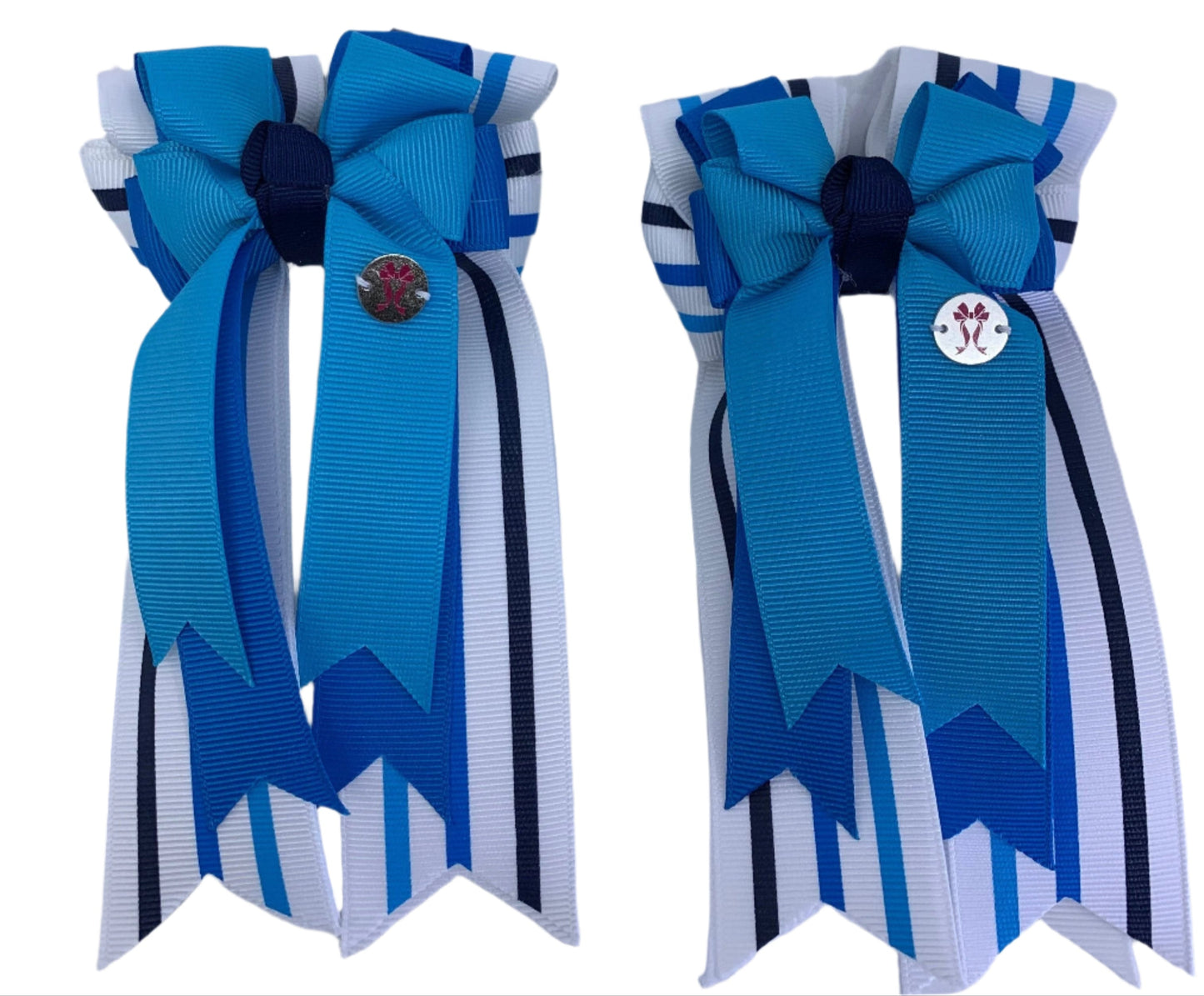 PonyTail Bows 3" Tails PonyTail Bows- Blue Tricolor Stripes equestrian team apparel online tack store mobile tack store custom farm apparel custom show stable clothing equestrian lifestyle horse show clothing riding clothes PonyTail Bows | Equestrian Hair Accessories horses equestrian tack store