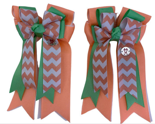 PonyTail Bows 3" Tails PonyTail Bows- Peachy Mint equestrian team apparel online tack store mobile tack store custom farm apparel custom show stable clothing equestrian lifestyle horse show clothing riding clothes PonyTail Bows | Equestrian Hair Accessories horses equestrian tack store