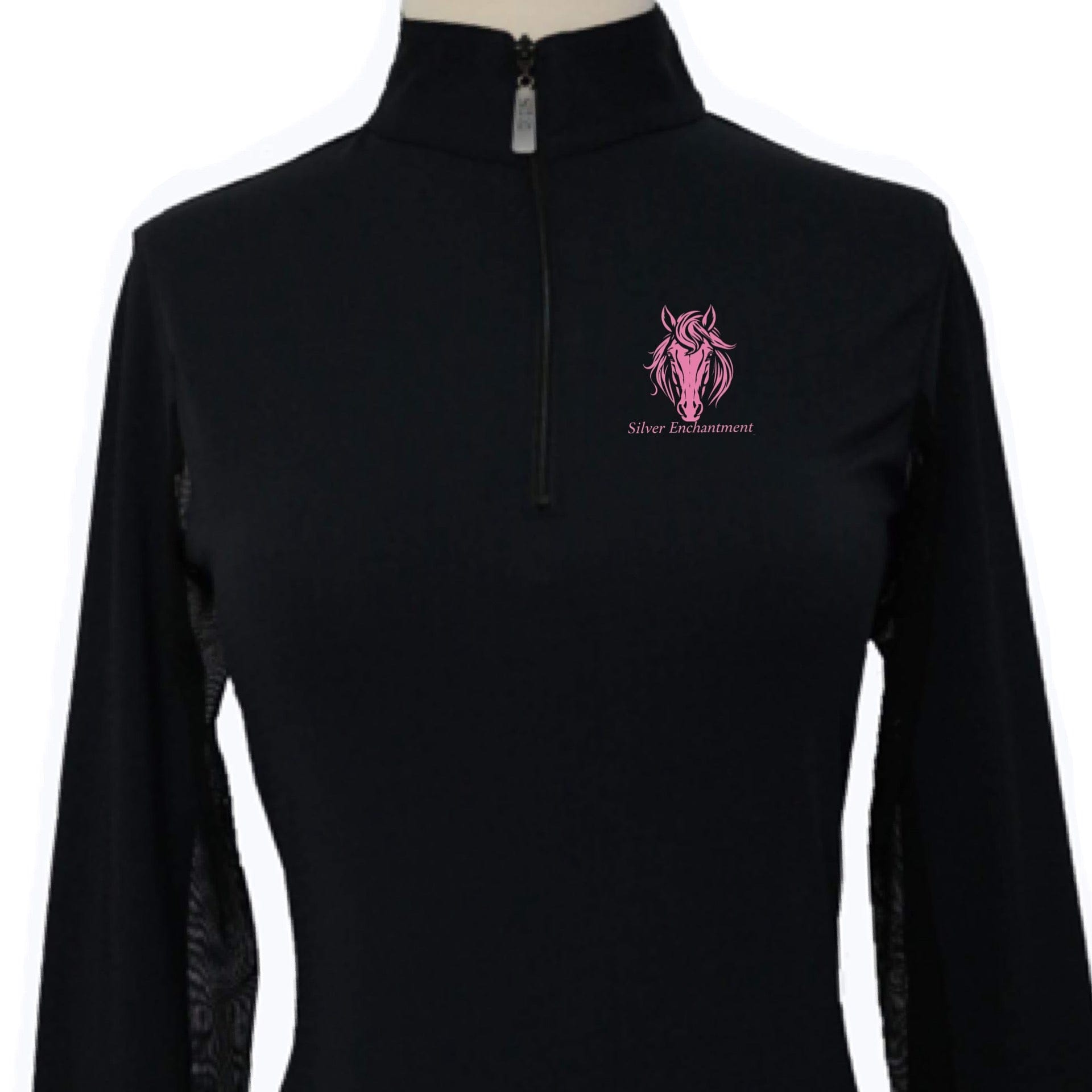 Equestrian Team Apparel Black with Pink Logo / YS Silver Enchantment - Sun Shirt equestrian team apparel online tack store mobile tack store custom farm apparel custom show stable clothing equestrian lifestyle horse show clothing riding clothes Silver Enchantment - Sun Shirt horses equestrian tack store