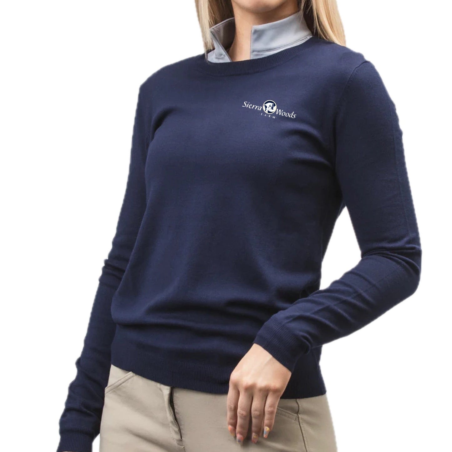 Equestrian Team Apparel Ladies / XS / Navy Sierra Woods Farm - Crew Neck Sweaters equestrian team apparel online tack store mobile tack store custom farm apparel custom show stable clothing equestrian lifestyle horse show clothing riding clothes Sierra Woods Farm - Crew Neck Sweaters horses equestrian tack store