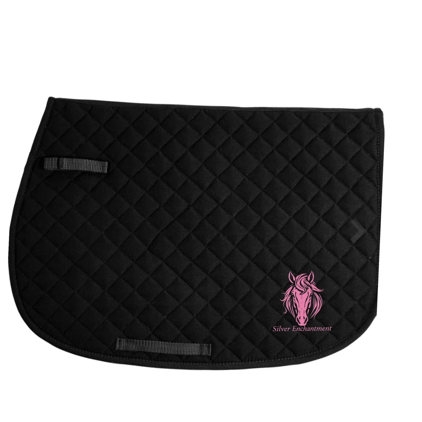 Equestrian Team Apparel Black with Pink Logo / Horse Silver Enchantment - Saddle Pad equestrian team apparel online tack store mobile tack store custom farm apparel custom show stable clothing equestrian lifestyle horse show clothing riding clothes Silver Enchantment - Saddle Pad horses equestrian tack store