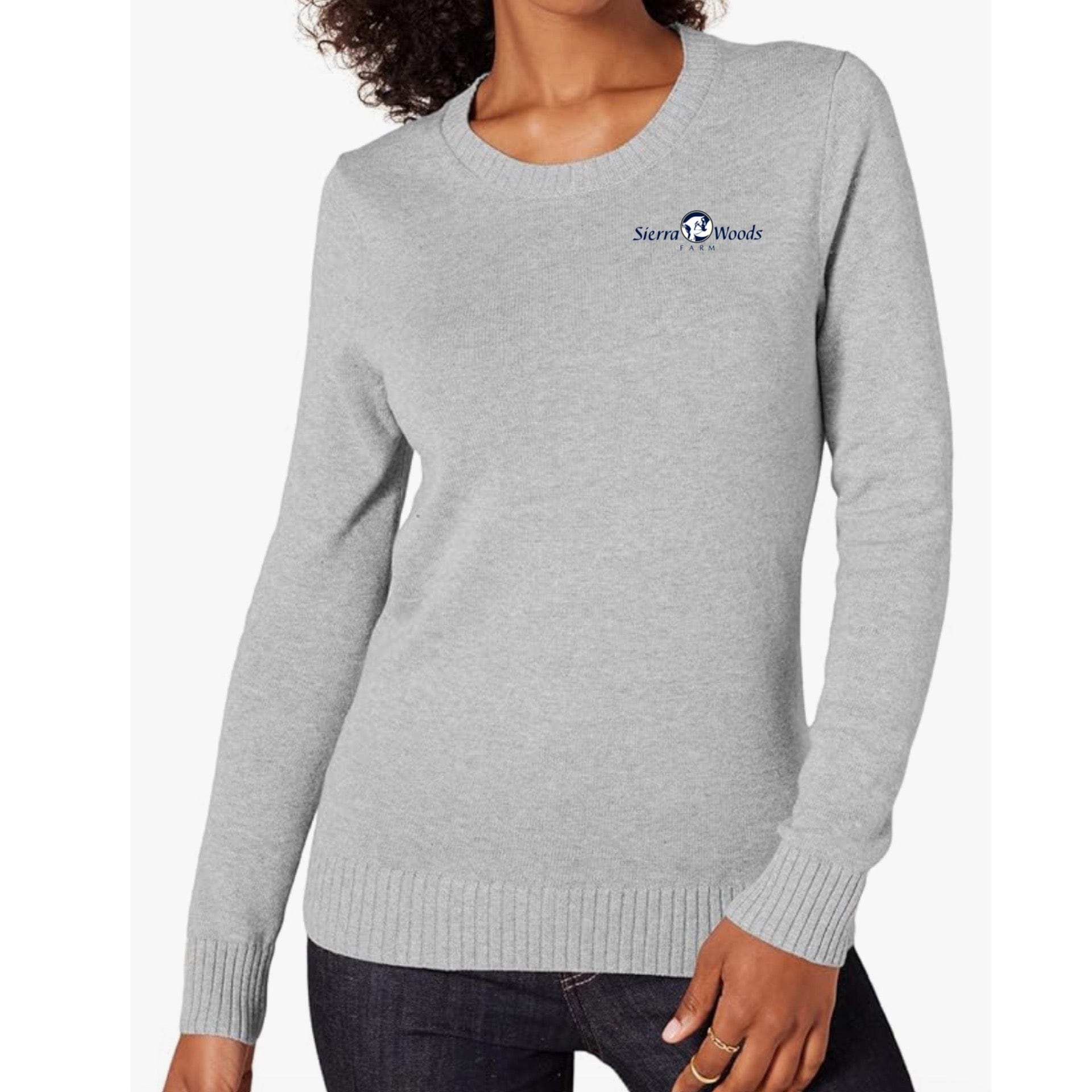 Equestrian Team Apparel Ladies / XS / Med Heather Grey Sierra Woods Farm - Crew Neck Sweaters equestrian team apparel online tack store mobile tack store custom farm apparel custom show stable clothing equestrian lifestyle horse show clothing riding clothes Sierra Woods Farm - Crew Neck Sweaters horses equestrian tack store