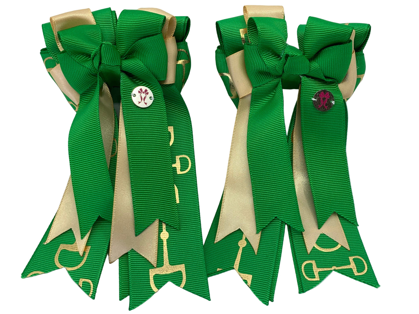 PonyTail Bows 3" Tails PonyTail Bows-Good Luck Gold Green Bits equestrian team apparel online tack store mobile tack store custom farm apparel custom show stable clothing equestrian lifestyle horse show clothing riding clothes PonyTail Bows | Equestrian Hair Accessories horses equestrian tack store