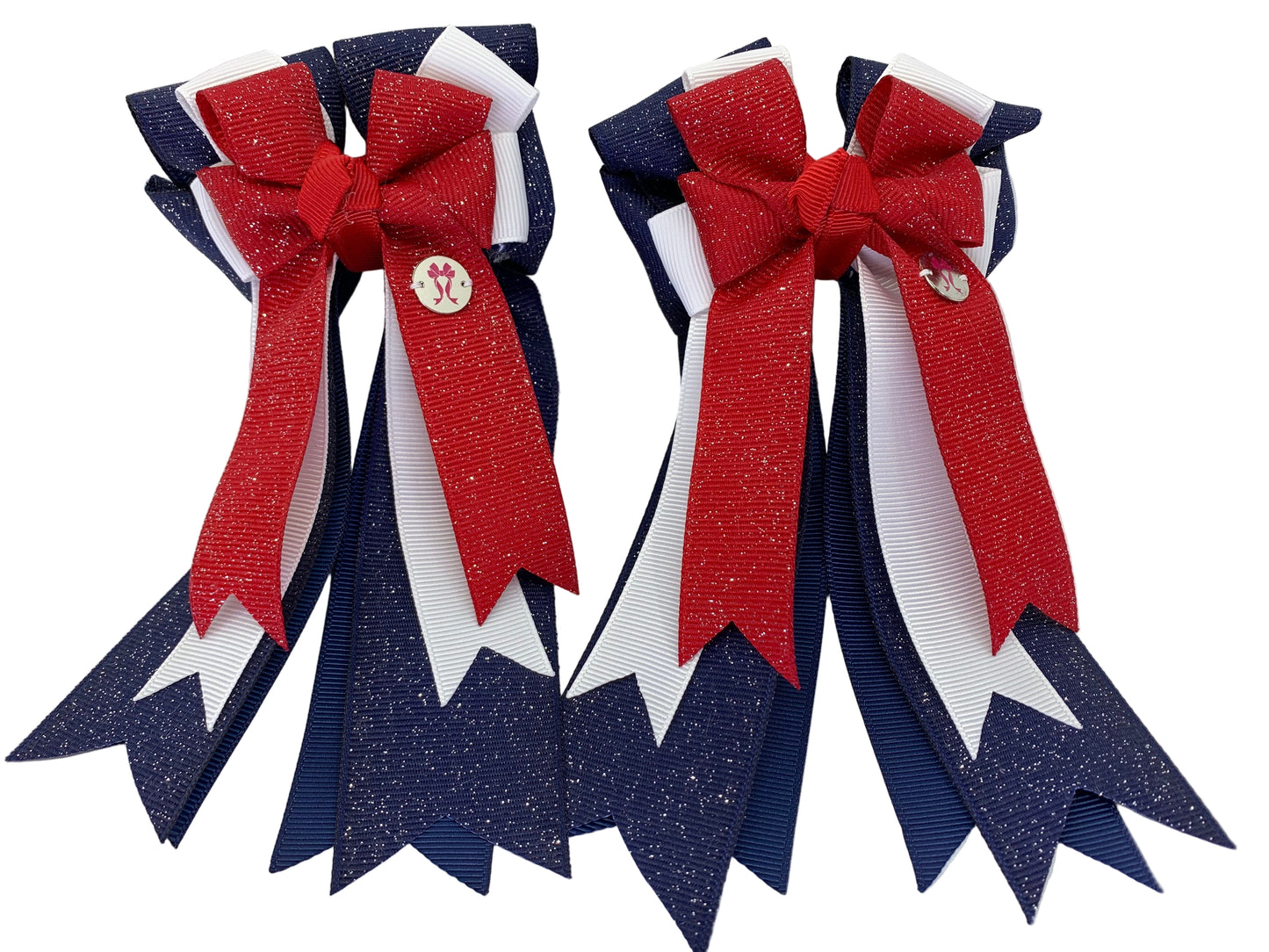 PonyTail Bows 3" Tails PonyTail Bows- Red/White/Blue Sparkle equestrian team apparel online tack store mobile tack store custom farm apparel custom show stable clothing equestrian lifestyle horse show clothing riding clothes PonyTail Bows | Equestrian Hair Accessories horses equestrian tack store