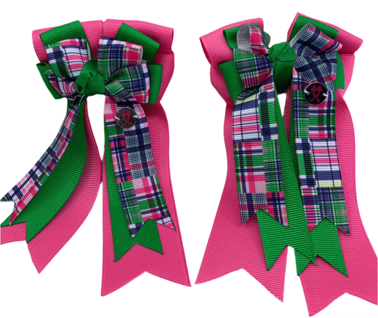 PonyTail Bows 3" Tails PonyTail Bows- Preppy Plaid Green equestrian team apparel online tack store mobile tack store custom farm apparel custom show stable clothing equestrian lifestyle horse show clothing riding clothes PonyTail Bows | Equestrian Hair Accessories horses equestrian tack store