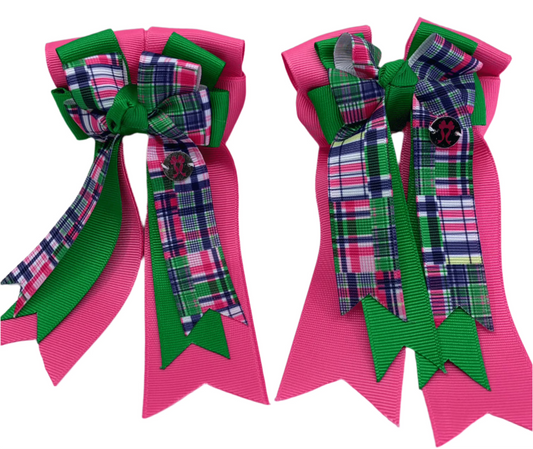 PonyTail Bows 3" Tails PonyTail Bows- Preppy Plaid Green equestrian team apparel online tack store mobile tack store custom farm apparel custom show stable clothing equestrian lifestyle horse show clothing riding clothes PonyTail Bows | Equestrian Hair Accessories horses equestrian tack store
