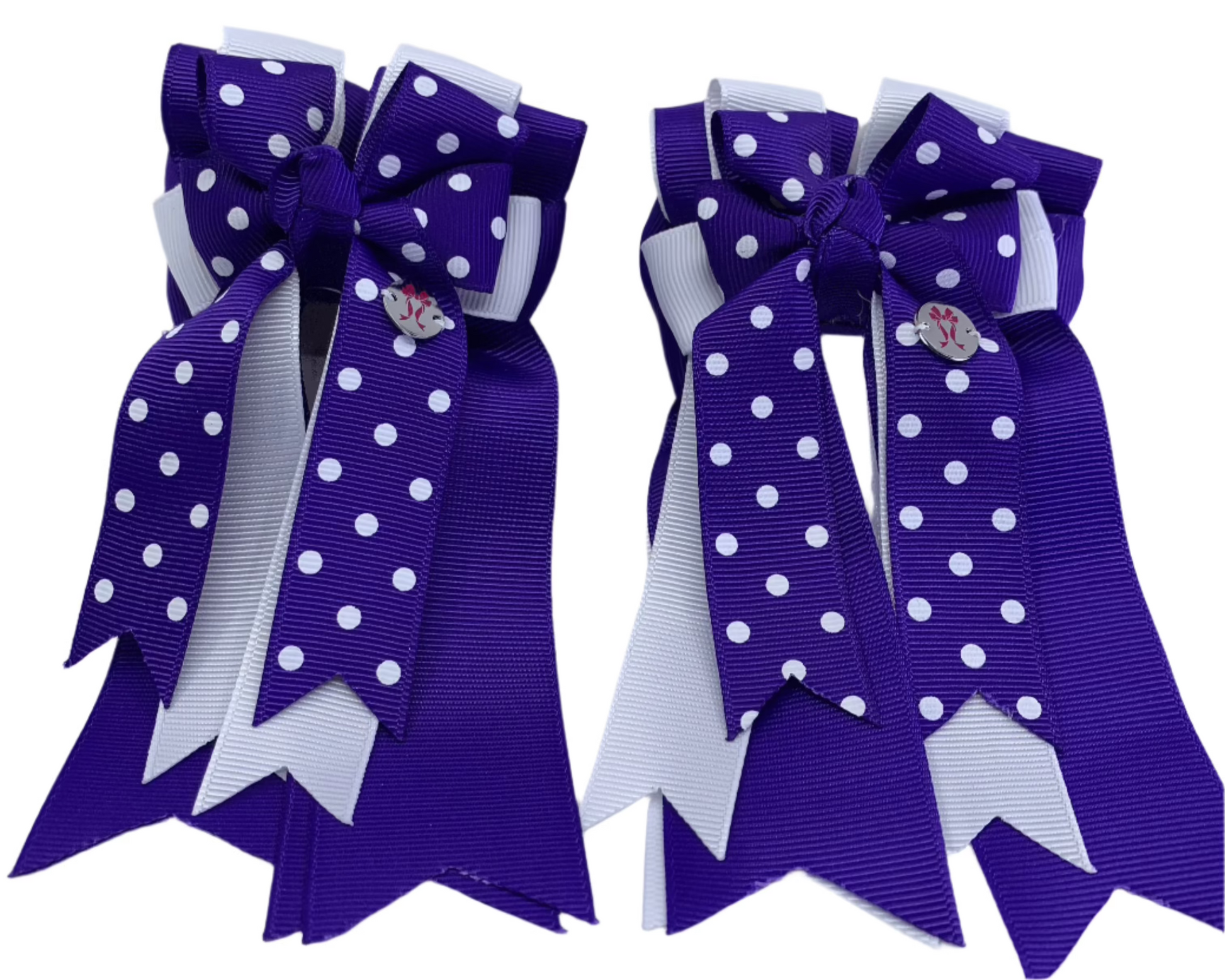 PonyTail Bows 3" Tails PonyTail Bows- Purple Polka Dot Party equestrian team apparel online tack store mobile tack store custom farm apparel custom show stable clothing equestrian lifestyle horse show clothing riding clothes PonyTail Bows | Equestrian Hair Accessories horses equestrian tack store