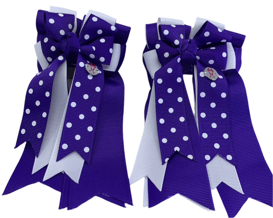 PonyTail Bows 3" Tails PonyTail Bows- Purple Polka Dot Party equestrian team apparel online tack store mobile tack store custom farm apparel custom show stable clothing equestrian lifestyle horse show clothing riding clothes PonyTail Bows | Equestrian Hair Accessories horses equestrian tack store