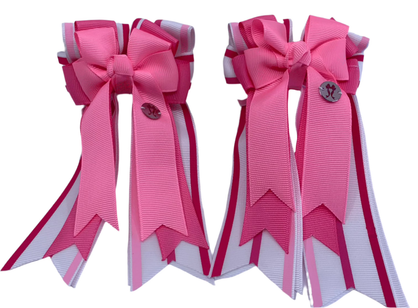 PonyTail Bows 3" Tails PonyTail Bows- Pink Tri Color Stripe equestrian team apparel online tack store mobile tack store custom farm apparel custom show stable clothing equestrian lifestyle horse show clothing riding clothes PonyTail Bows | Equestrian Hair Accessories horses equestrian tack store