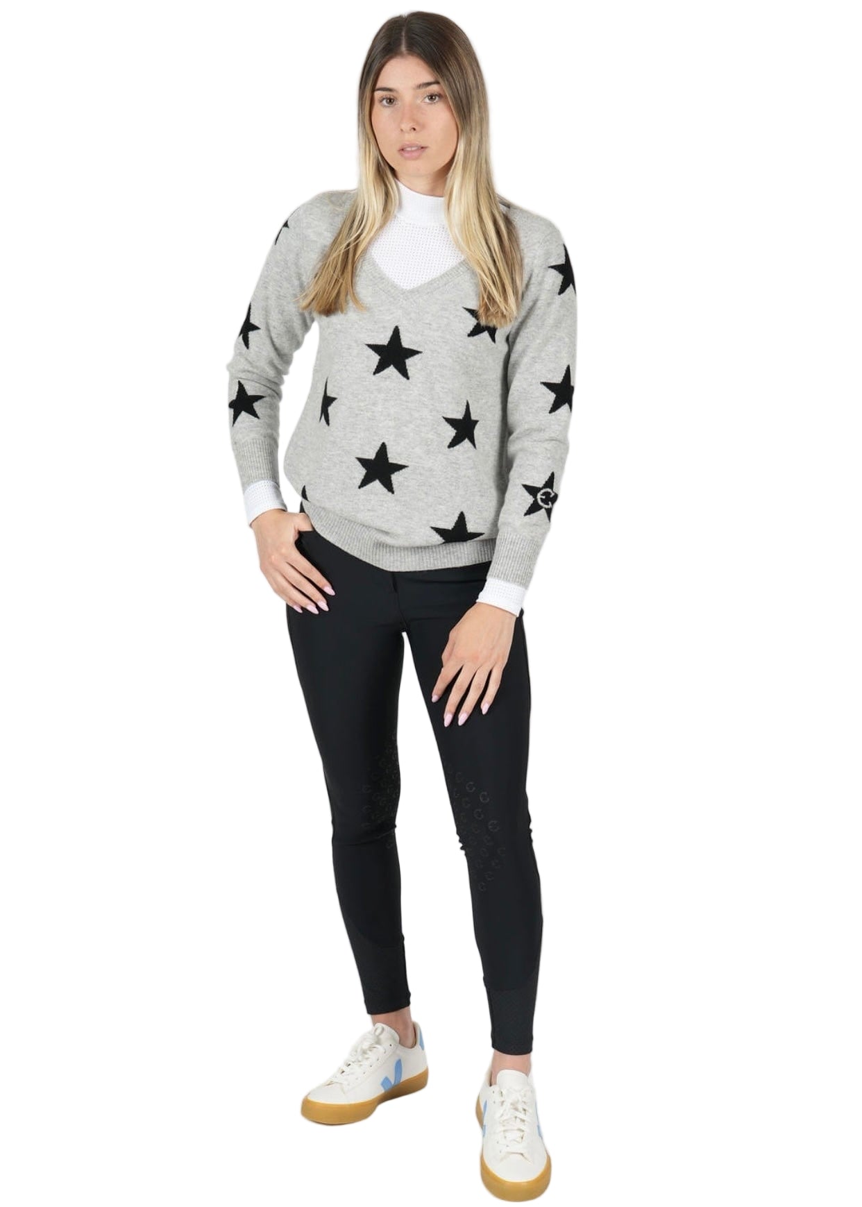 EquestrianClub sweater XS EquestrianClub- Star V Neck Sweater equestrian team apparel online tack store mobile tack store custom farm apparel custom show stable clothing equestrian lifestyle horse show clothing riding clothes EquestrianClub- Star V Neck Sweater horses equestrian tack store