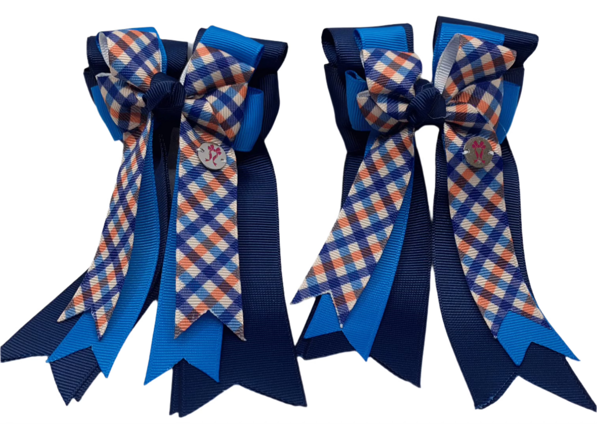 PonyTail Bows 3" Tails PonyTail Bows- Navy Light Blue Plaid equestrian team apparel online tack store mobile tack store custom farm apparel custom show stable clothing equestrian lifestyle horse show clothing riding clothes PonyTail Bows | Equestrian Hair Accessories horses equestrian tack store