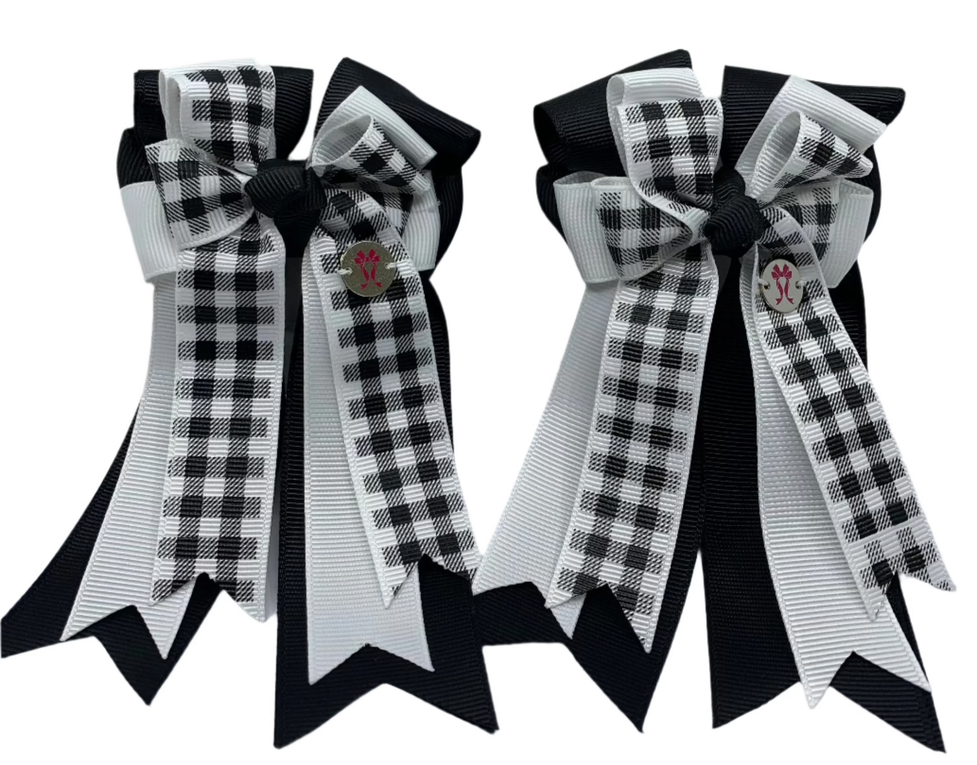 PonyTail Bows 3" Tails PonyTail Bows- Black White Checker equestrian team apparel online tack store mobile tack store custom farm apparel custom show stable clothing equestrian lifestyle horse show clothing riding clothes PonyTail Bows | Equestrian Hair Accessories horses equestrian tack store