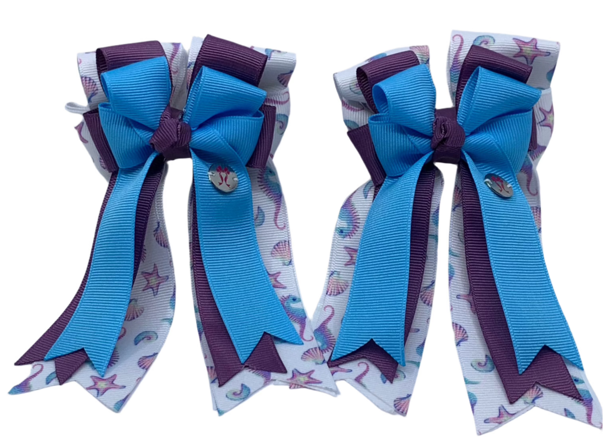 PonyTail Bows 3" Tails PonyTail Bows- Seahorse Shells equestrian team apparel online tack store mobile tack store custom farm apparel custom show stable clothing equestrian lifestyle horse show clothing riding clothes PonyTail Bows | Equestrian Hair Accessories horses equestrian tack store