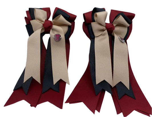 PonyTail Bows 3" Tails PonyTail Bows- Khaki/Black/Cabernet equestrian team apparel online tack store mobile tack store custom farm apparel custom show stable clothing equestrian lifestyle horse show clothing riding clothes PonyTail Bows | Equestrian Hair Accessories horses equestrian tack store