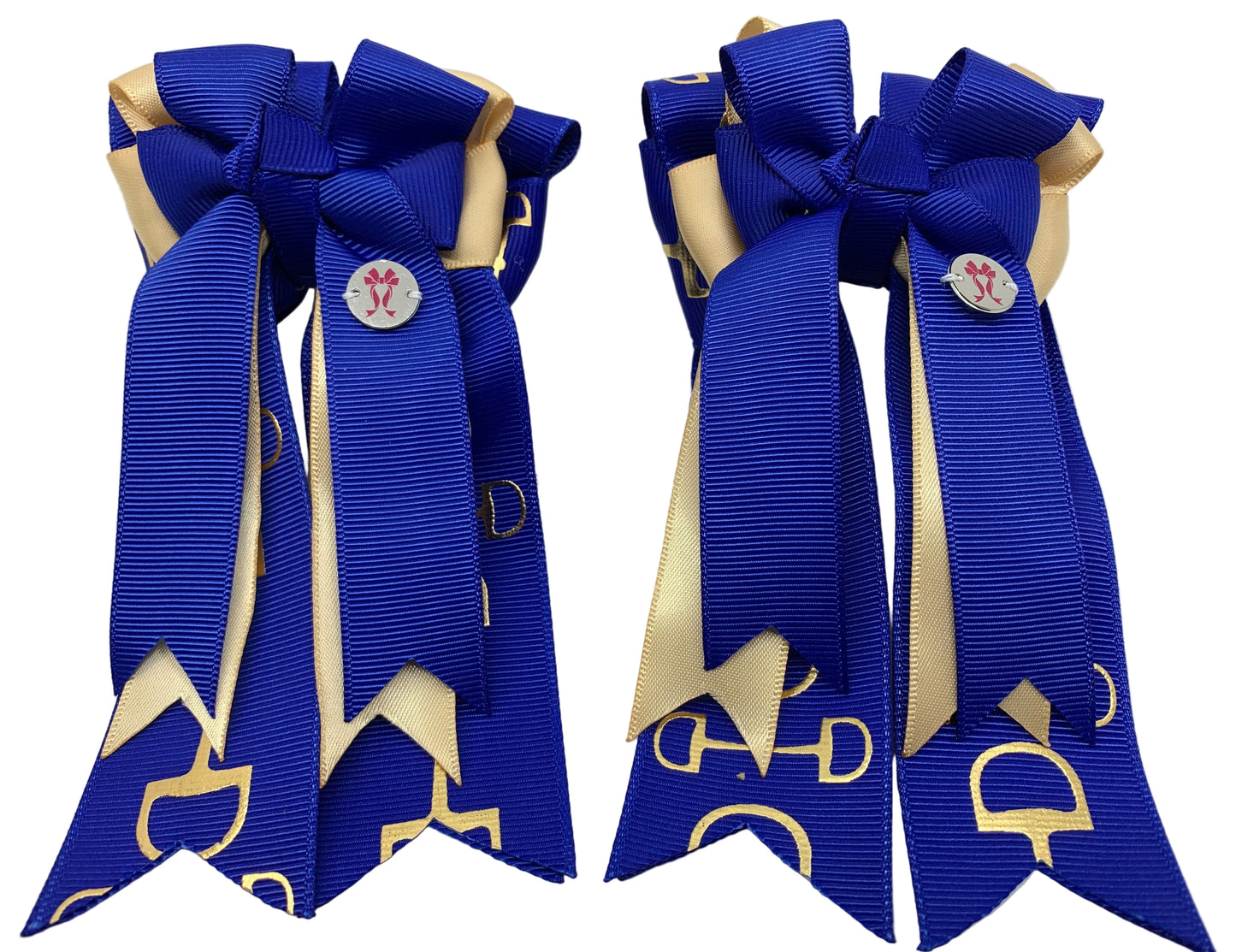 PonyTail Bows 3" Tails PonyTail Bows- Royal Blue/Gold Bits equestrian team apparel online tack store mobile tack store custom farm apparel custom show stable clothing equestrian lifestyle horse show clothing riding clothes PonyTail Bows | Equestrian Hair Accessories horses equestrian tack store