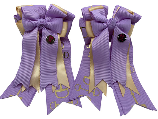 PonyTail Bows 3" Tails PonyTail Bows-Lavender/Gold Bits equestrian team apparel online tack store mobile tack store custom farm apparel custom show stable clothing equestrian lifestyle horse show clothing riding clothes PonyTail Bows | Equestrian Hair Accessories horses equestrian tack store