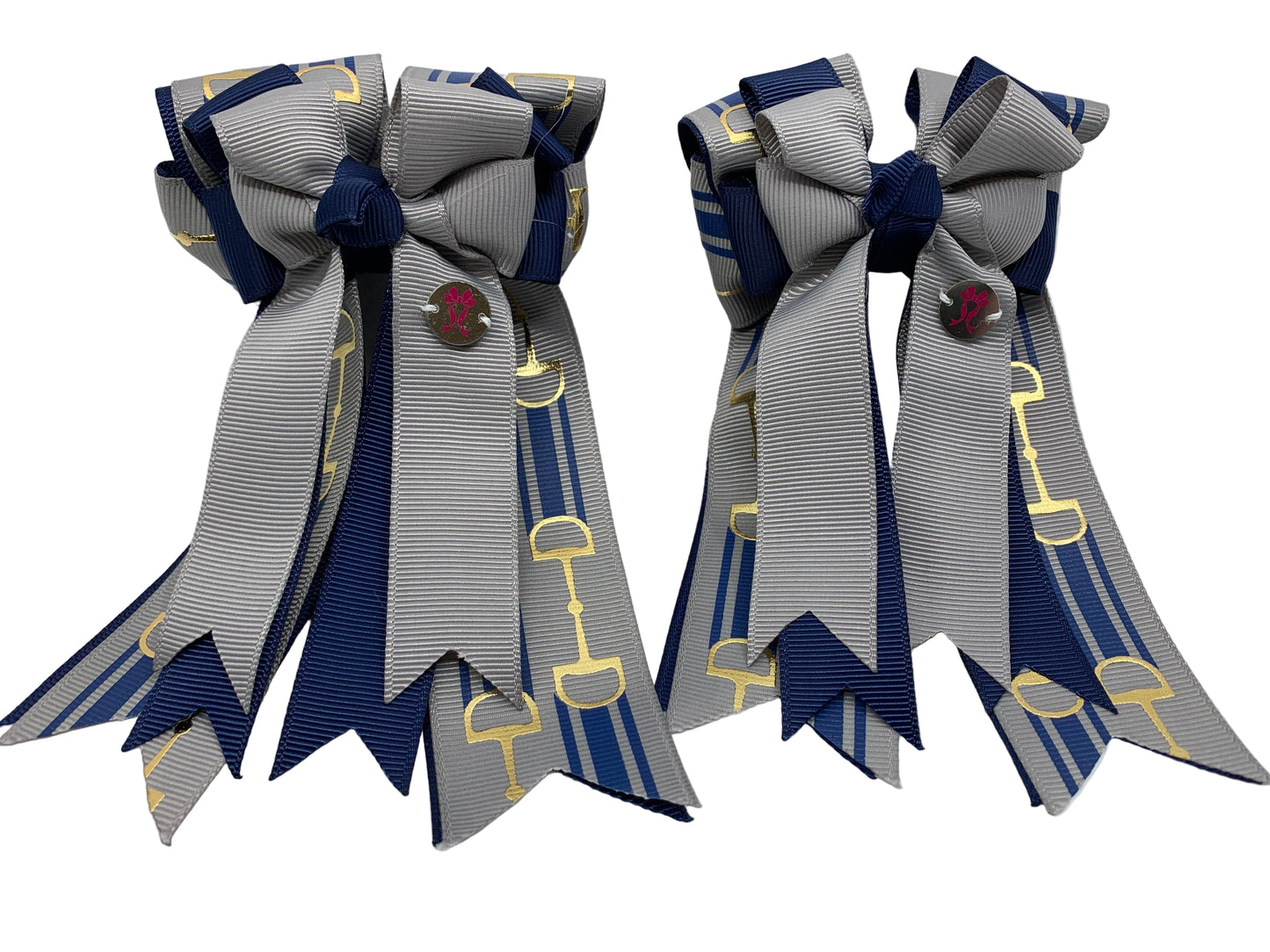 PonyTail Bows 3" Tails PonyTail Bows- Grey Navy Bits equestrian team apparel online tack store mobile tack store custom farm apparel custom show stable clothing equestrian lifestyle horse show clothing riding clothes PonyTail Bows | Equestrian Hair Accessories horses equestrian tack store