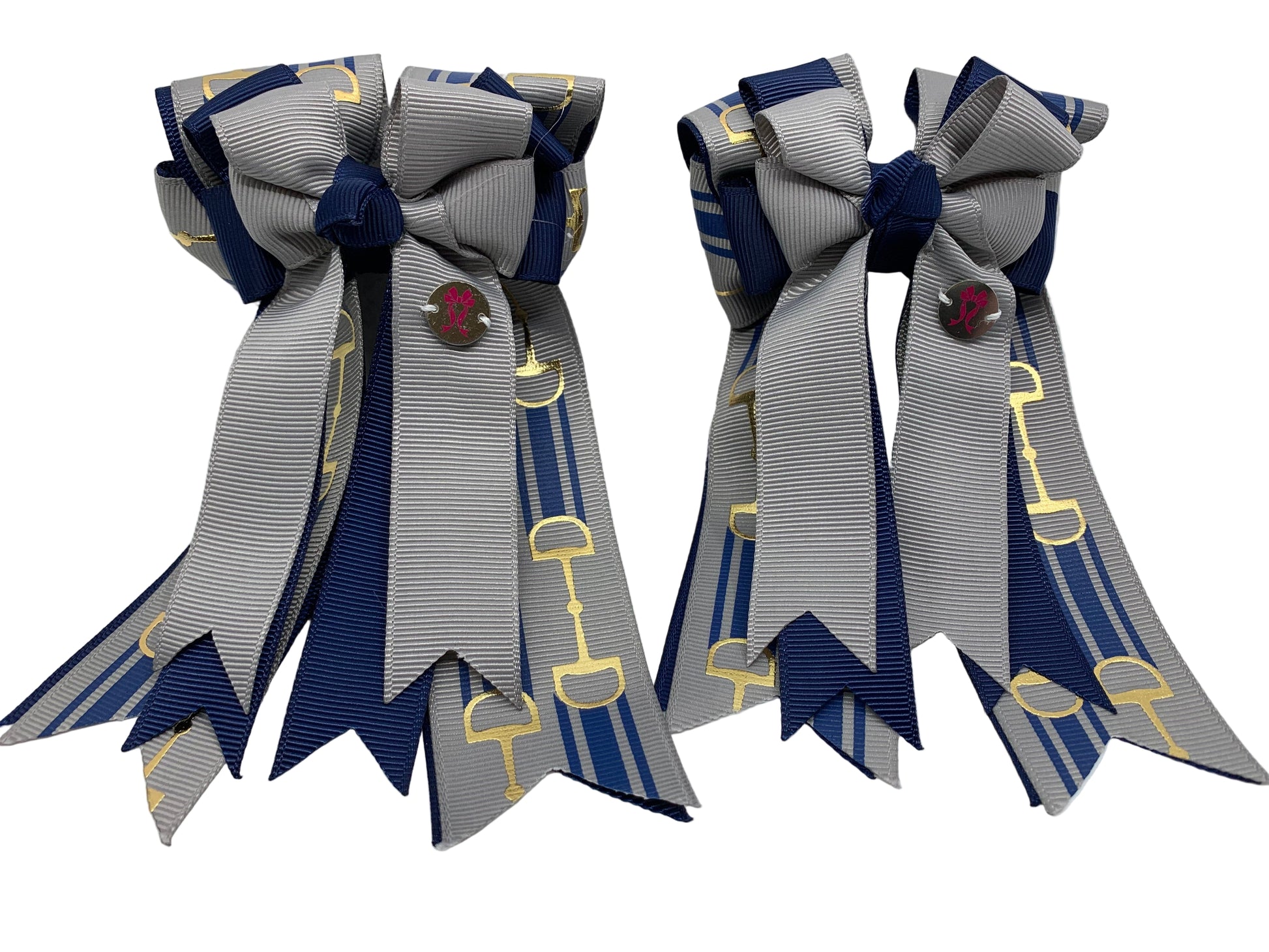 PonyTail Bows 3" Tails PonyTail Bows- Grey Navy Bits equestrian team apparel online tack store mobile tack store custom farm apparel custom show stable clothing equestrian lifestyle horse show clothing riding clothes PonyTail Bows | Equestrian Hair Accessories horses equestrian tack store