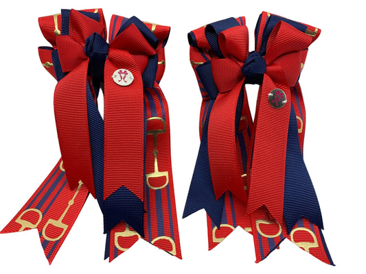 PonyTail Bows 3" Tails PonyTail Bows- Red/Navy Bits equestrian team apparel online tack store mobile tack store custom farm apparel custom show stable clothing equestrian lifestyle horse show clothing riding clothes PonyTail Bows | Equestrian Hair Accessories horses equestrian tack store