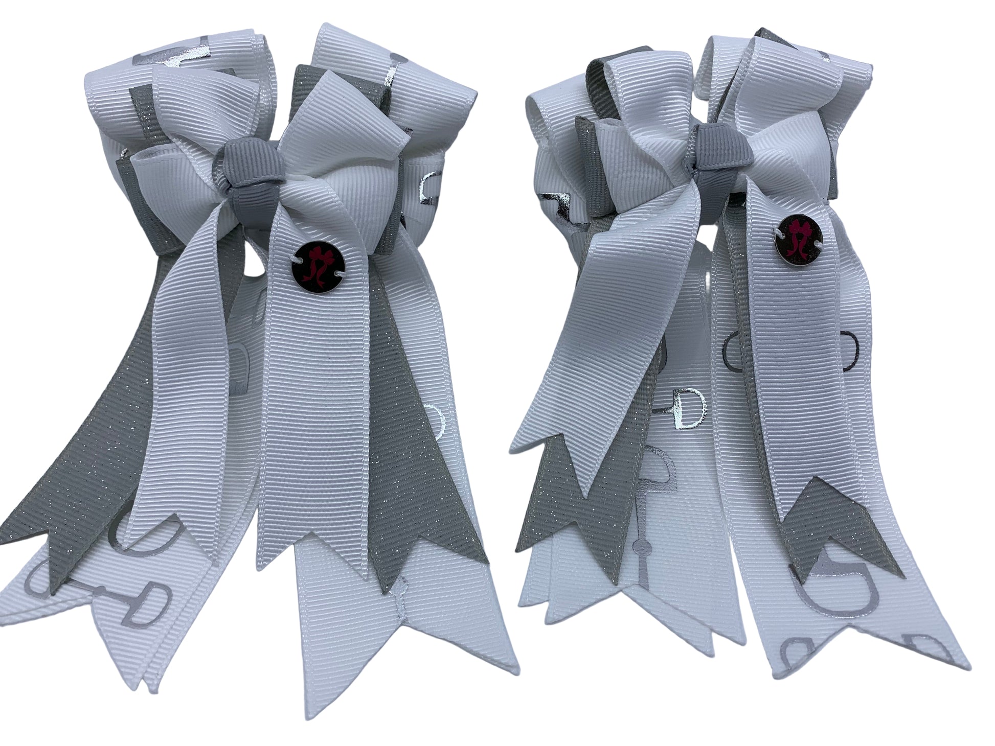 PonyTail Bows 3" Tails PonyTail Bows- White/Silver Bits equestrian team apparel online tack store mobile tack store custom farm apparel custom show stable clothing equestrian lifestyle horse show clothing riding clothes PonyTail Bows | Equestrian Hair Accessories horses equestrian tack store