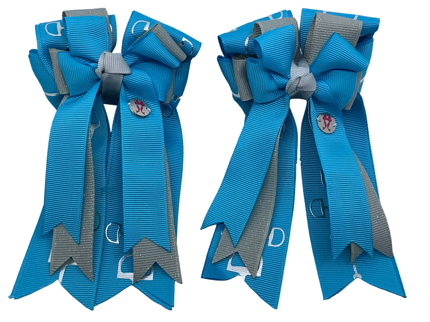 PonyTail Bows 3" Tails PonyTail Bows- Fountain Blue Grey Bits equestrian team apparel online tack store mobile tack store custom farm apparel custom show stable clothing equestrian lifestyle horse show clothing riding clothes PonyTail Bows | Equestrian Hair Accessories horses equestrian tack store