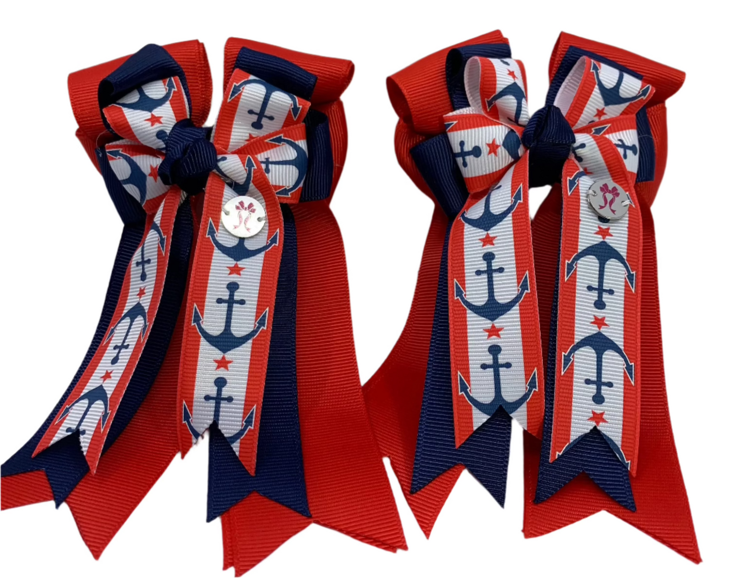 PonyTail Bows 3" Tails PonyTail Bows- Marine Anchors equestrian team apparel online tack store mobile tack store custom farm apparel custom show stable clothing equestrian lifestyle horse show clothing riding clothes PonyTail Bows | Equestrian Hair Accessories horses equestrian tack store