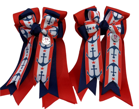PonyTail Bows 3" Tails PonyTail Bows- Marine Anchors equestrian team apparel online tack store mobile tack store custom farm apparel custom show stable clothing equestrian lifestyle horse show clothing riding clothes PonyTail Bows | Equestrian Hair Accessories horses equestrian tack store