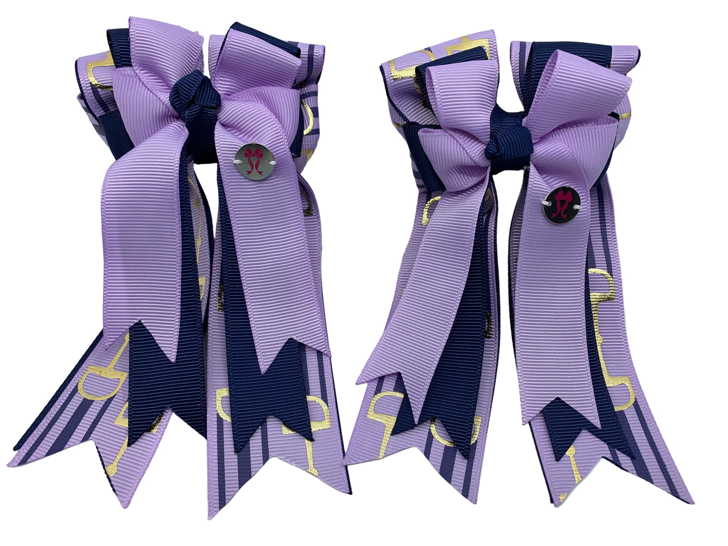 PonyTail Bows 3" Tails PonyTail Bows- Lilac/Navy Bits equestrian team apparel online tack store mobile tack store custom farm apparel custom show stable clothing equestrian lifestyle horse show clothing riding clothes PonyTail Bows | Equestrian Hair Accessories horses equestrian tack store