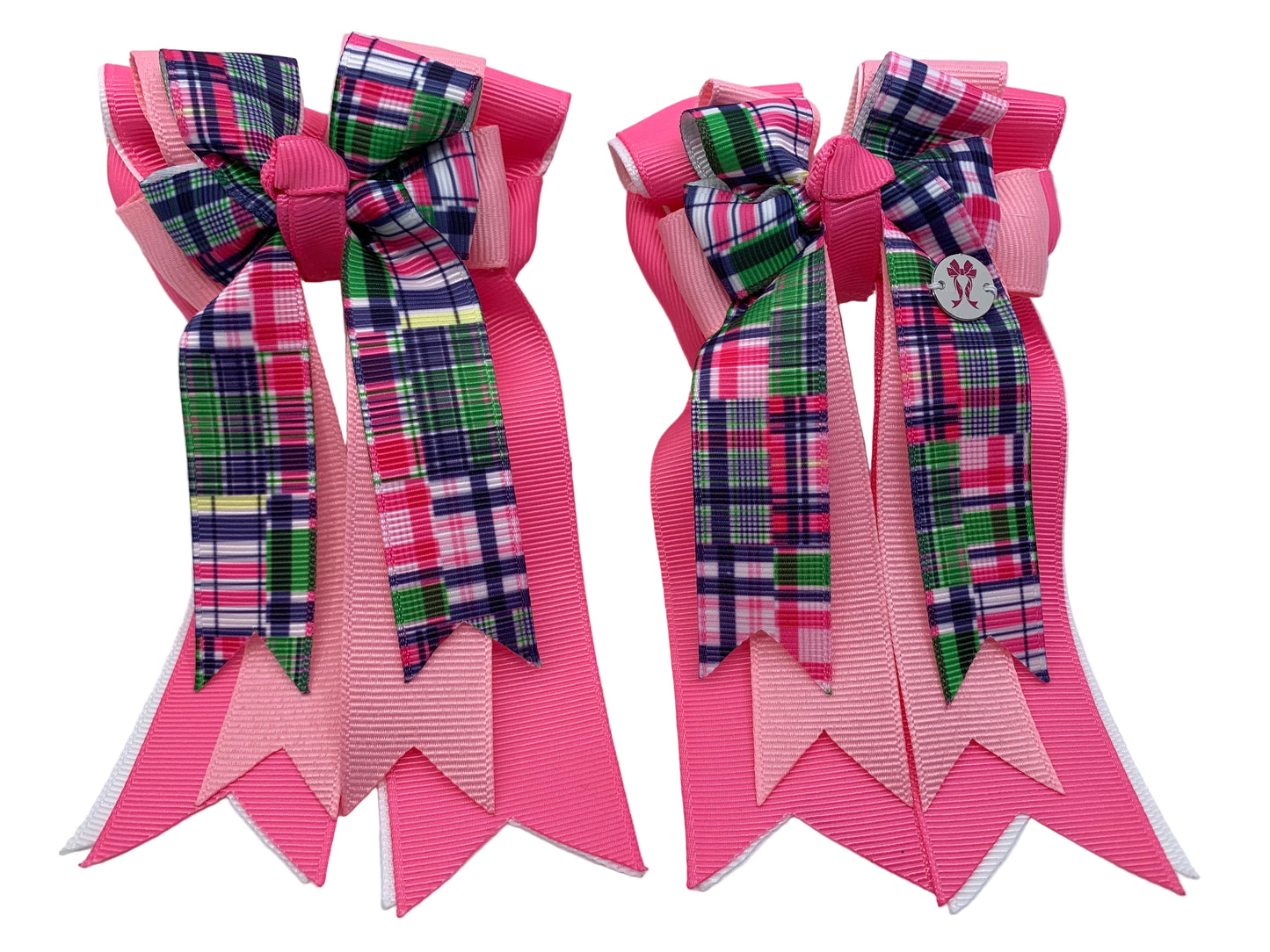 PonyTail Bows 3" Tails PonyTail Bows- Preppy Plaid PInk equestrian team apparel online tack store mobile tack store custom farm apparel custom show stable clothing equestrian lifestyle horse show clothing riding clothes PonyTail Bows | Equestrian Hair Accessories horses equestrian tack store