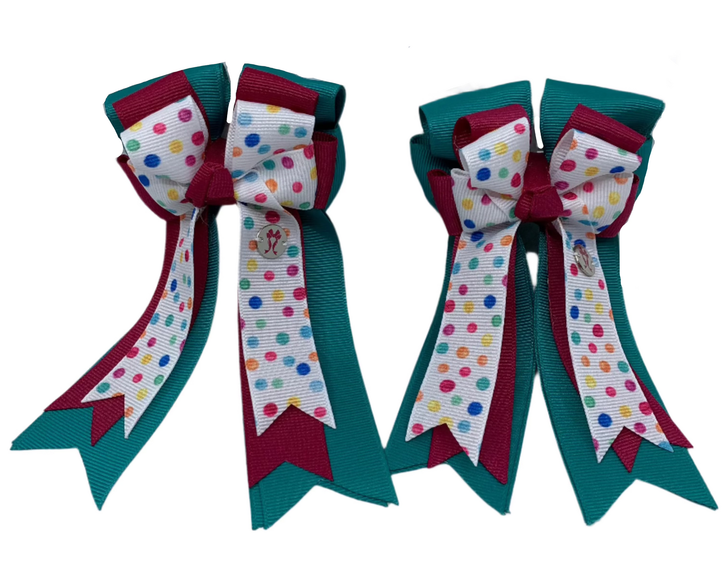 PonyTail Bows 3" Tails PonyTail Bows- Multi Polka equestrian team apparel online tack store mobile tack store custom farm apparel custom show stable clothing equestrian lifestyle horse show clothing riding clothes PonyTail Bows | Equestrian Hair Accessories horses equestrian tack store
