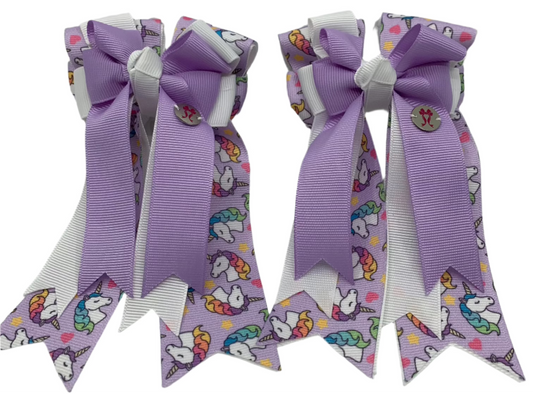 PonyTail Bows 3" Tails PonyTail Bows- Lavender Unicorn Love equestrian team apparel online tack store mobile tack store custom farm apparel custom show stable clothing equestrian lifestyle horse show clothing riding clothes PonyTail Bows | Equestrian Hair Accessories horses equestrian tack store