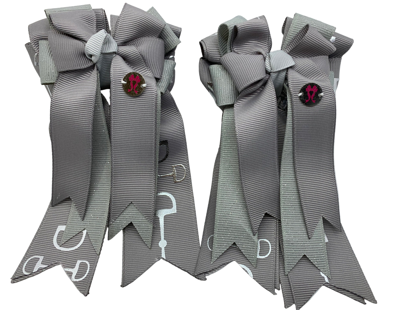 PonyTail Bows 3" Tails PonyTail Bows- Grey Glitter Bits equestrian team apparel online tack store mobile tack store custom farm apparel custom show stable clothing equestrian lifestyle horse show clothing riding clothes PonyTail Bows | Equestrian Hair Accessories horses equestrian tack store