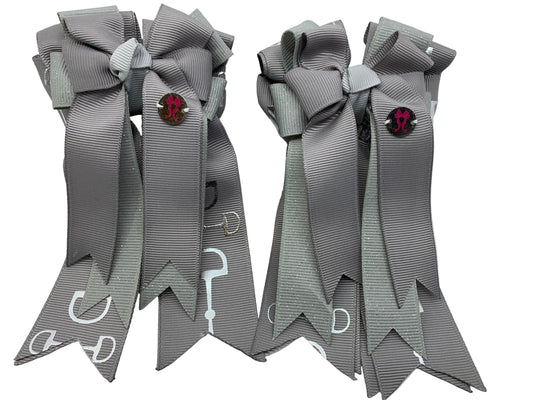 PonyTail Bows 3" Tails PonyTail Bows- Grey Glitter Bits equestrian team apparel online tack store mobile tack store custom farm apparel custom show stable clothing equestrian lifestyle horse show clothing riding clothes PonyTail Bows | Equestrian Hair Accessories horses equestrian tack store