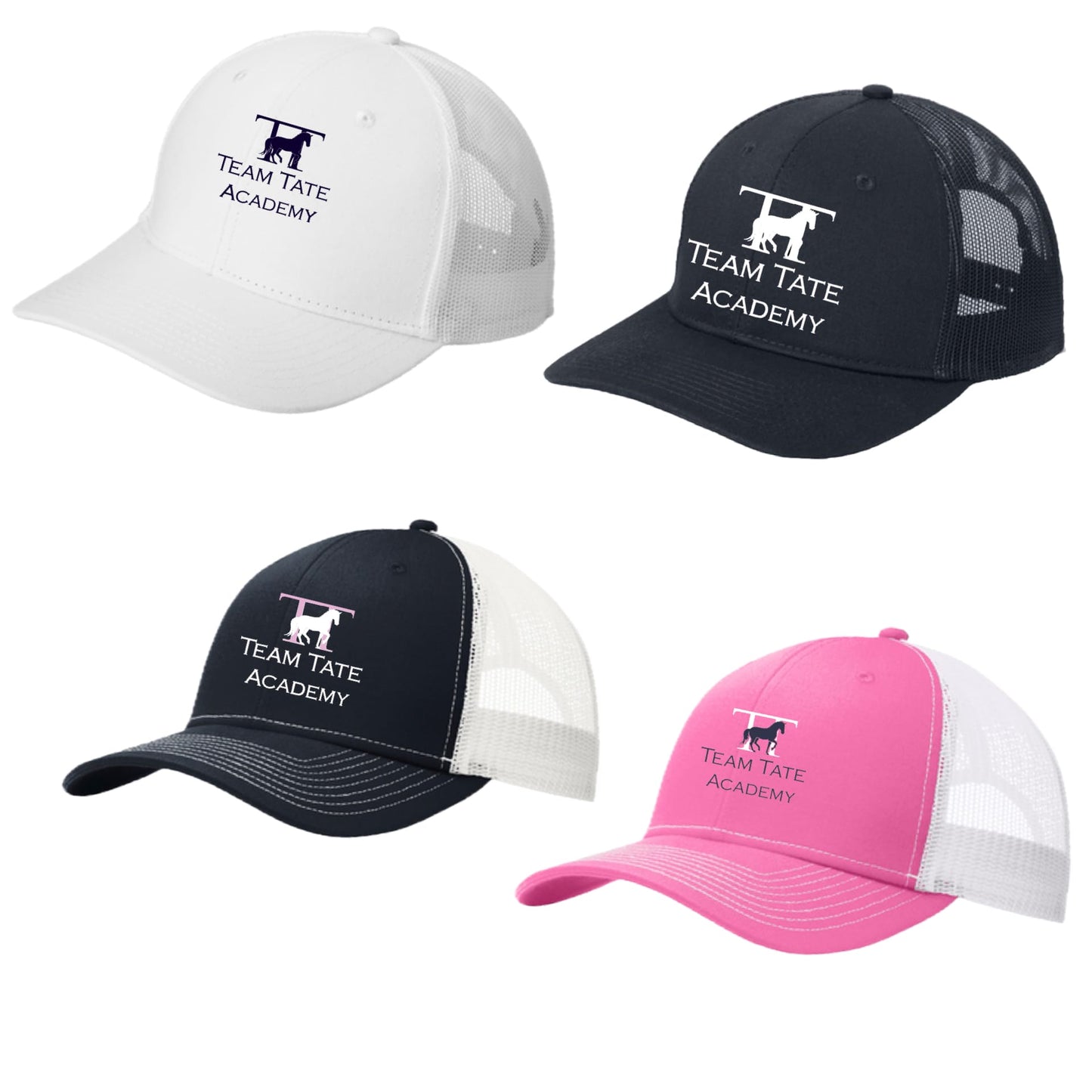 Equestrian Team Apparel custom hats Pink Trucker Cap / White Team Tate- Baseball Caps equestrian team apparel online tack store mobile tack store custom farm apparel custom show stable clothing equestrian lifestyle horse show clothing riding clothes Team Tate- Baseball Caps horses equestrian tack store