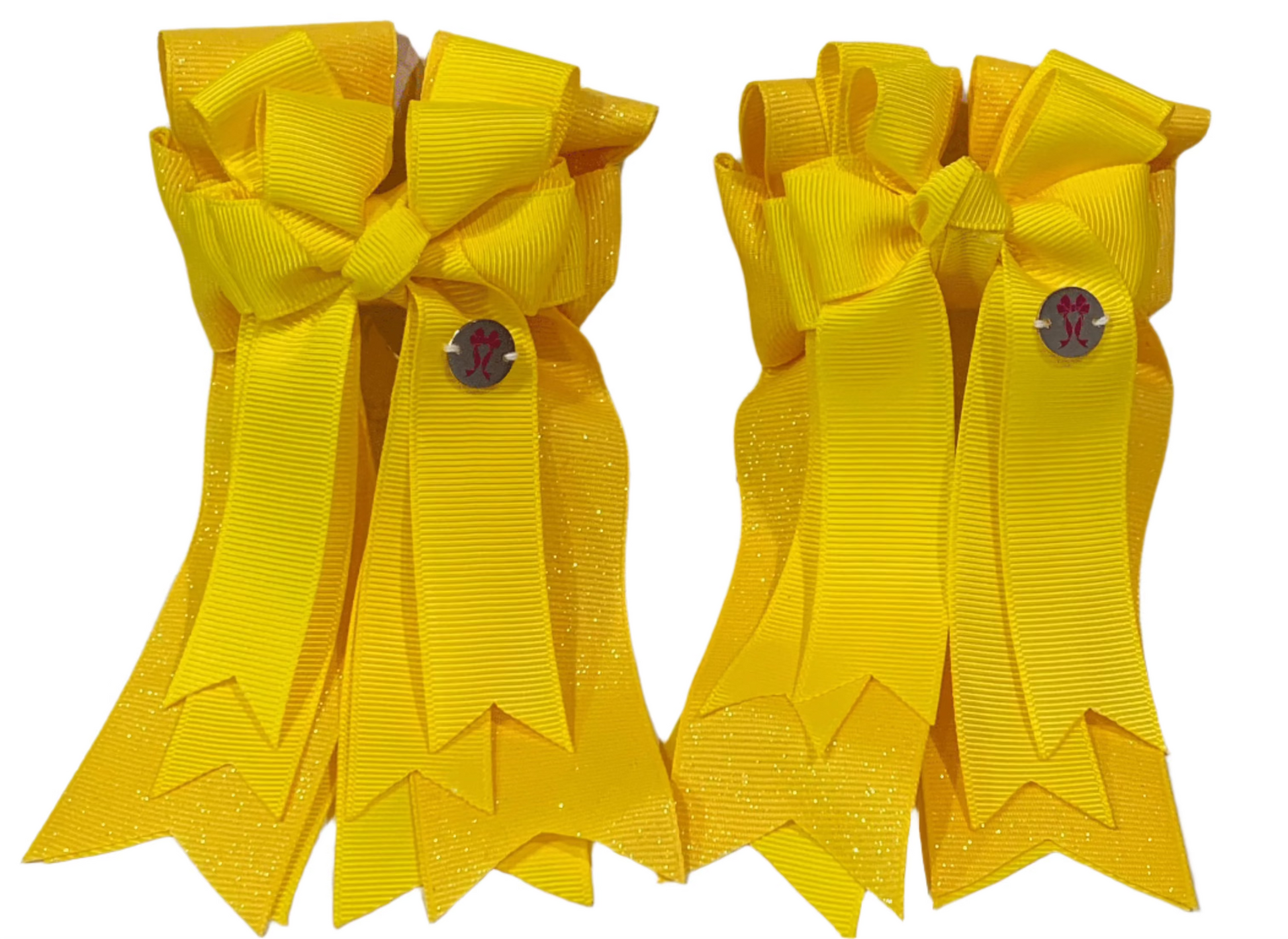 PonyTail Bows 3" Tails PonyTail Bows- Yellow Solid Glitter equestrian team apparel online tack store mobile tack store custom farm apparel custom show stable clothing equestrian lifestyle horse show clothing riding clothes Abbie Horse Show Bows | PonyTail Bows | Equestrian Hair Accessories horses equestrian tack store