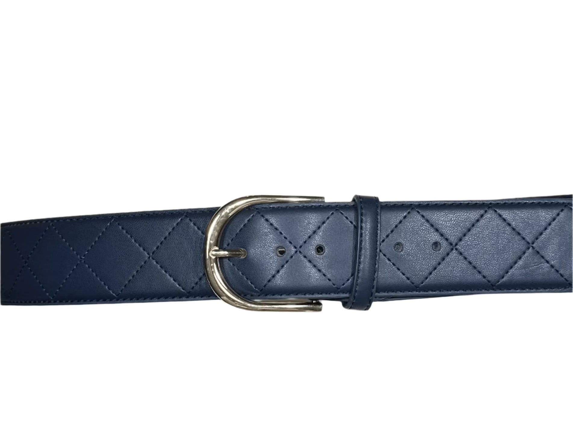 Mane Street Navy/Silver Buckle / S Mane Street- Quilted Leather Belts equestrian team apparel online tack store mobile tack store custom farm apparel custom show stable clothing equestrian lifestyle horse show clothing riding clothes Mane Street- Quilted Leather Belts horses equestrian tack store