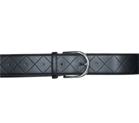 Mane Street Black/Silver Buckle / S Mane Street- Quilted Leather Belts equestrian team apparel online tack store mobile tack store custom farm apparel custom show stable clothing equestrian lifestyle horse show clothing riding clothes Mane Street- Quilted Leather Belts horses equestrian tack store