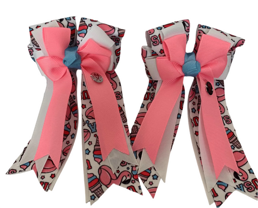 PonyTail Bows 3" Tails PonyTail Bows- Summer Fun equestrian team apparel online tack store mobile tack store custom farm apparel custom show stable clothing equestrian lifestyle horse show clothing riding clothes PonyTail Bows | Equestrian Hair Accessories horses equestrian tack store