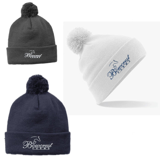 Equestrian Team Apparel White / Pom Pom Bowcrest Farms - Beanies equestrian team apparel online tack store mobile tack store custom farm apparel custom show stable clothing equestrian lifestyle horse show clothing riding clothes Bowcrest Farms - Beanies horses equestrian tack store