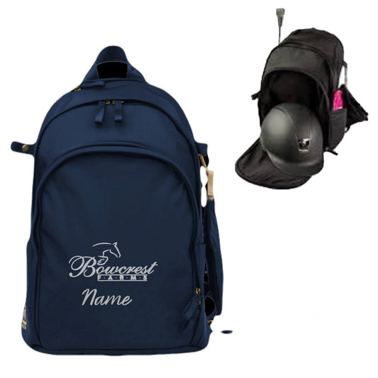 Equestrian Team Apparel Bowcrest Farms - Helmet Backpack equestrian team apparel online tack store mobile tack store custom farm apparel custom show stable clothing equestrian lifestyle horse show clothing riding clothes Bowcrest Farms - Helmet Backpack horses equestrian tack store
