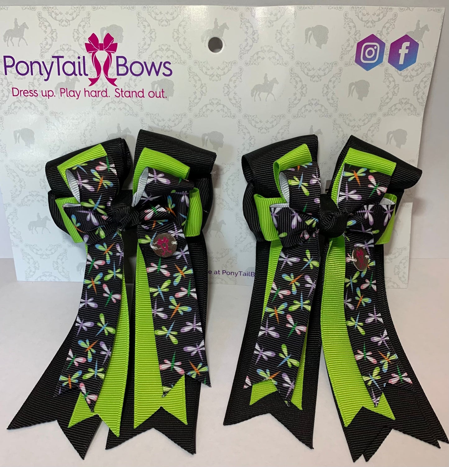 PonyTail Bows 3" Tails PonyTail Bows- Dragonfly Green equestrian team apparel online tack store mobile tack store custom farm apparel custom show stable clothing equestrian lifestyle horse show clothing riding clothes PonyTail Bows | Equestrian Hair Accessories horses equestrian tack store