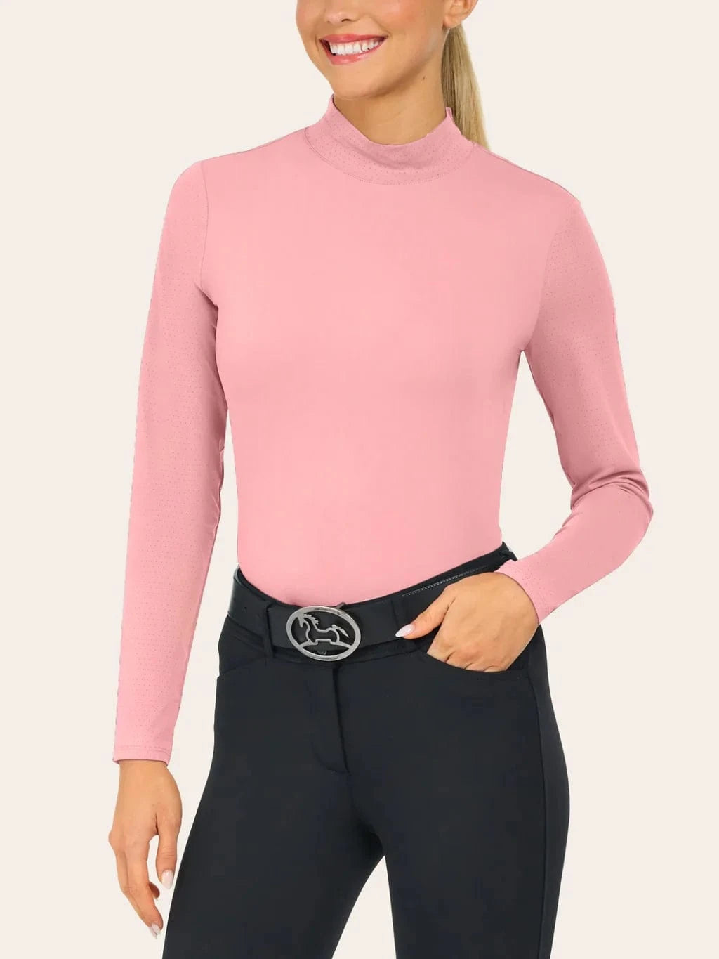 RJ Classics Sunshirt XXS / Rosette RJ Classics- Jemma Mock Neck Shirt equestrian team apparel online tack store mobile tack store custom farm apparel custom show stable clothing equestrian lifestyle horse show clothing riding clothes RJ Classics- Jemma Mock Neck Shirt horses equestrian tack store