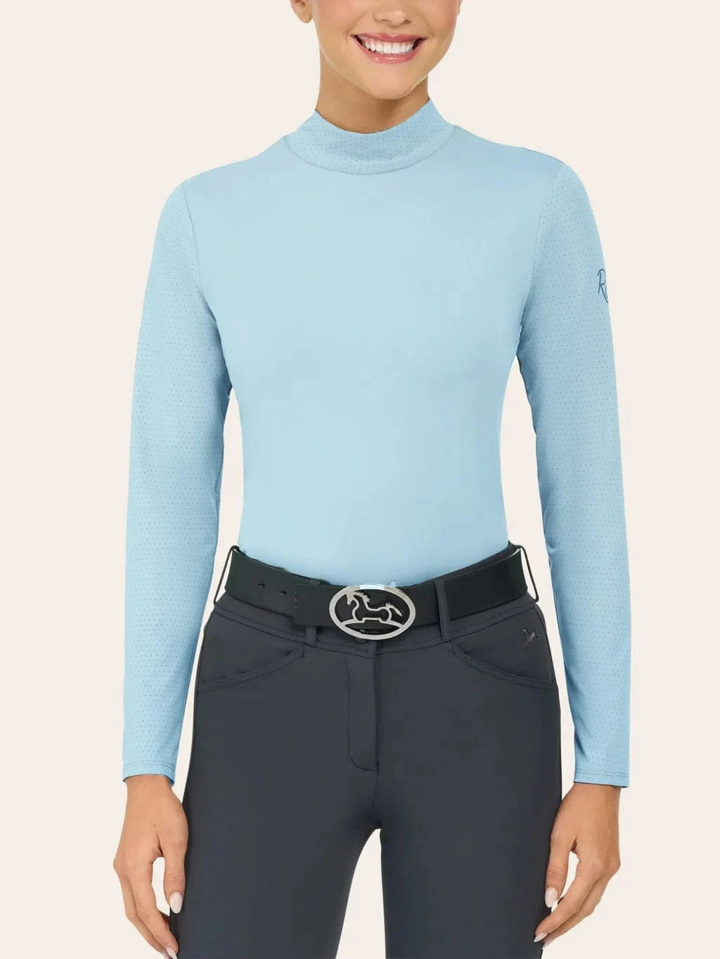 RJ Classics Sunshirt XXS / Summer Sky RJ Classics- Jemma Mock Neck Shirt equestrian team apparel online tack store mobile tack store custom farm apparel custom show stable clothing equestrian lifestyle horse show clothing riding clothes RJ Classics- Jemma Mock Neck Shirt horses equestrian tack store