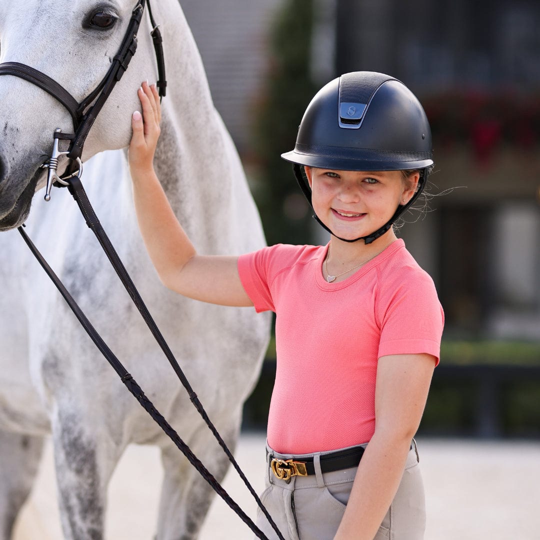 TKEQ Youth Shirt TKEQ- Kennedy Seamless Short Sleeve Shirt- Mini (Juicy) equestrian team apparel online tack store mobile tack store custom farm apparel custom show stable clothing equestrian lifestyle horse show clothing riding clothes TKEQ- Kennedy Seamless Short Sleeve Shirt- Mini (Juicy) horses equestrian tack store