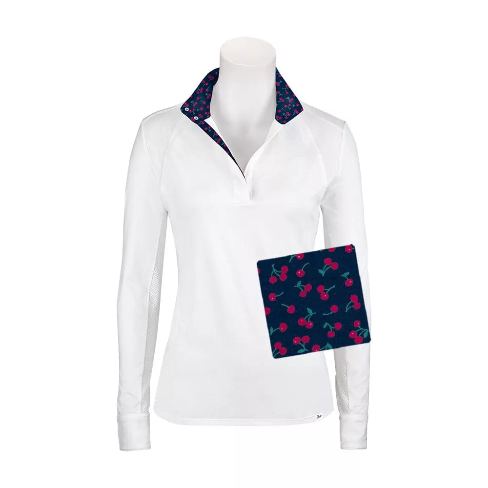 RJ Classics Show Shirt RJ Classics- Maddie Show Shirt - White/Cherries equestrian team apparel online tack store mobile tack store custom farm apparel custom show stable clothing equestrian lifestyle horse show clothing riding clothes horses equestrian tack store
