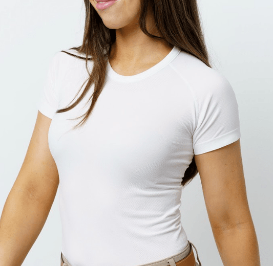 TKEQ Women's Casual Shirt TKEQ- Kennedy Seamless Short Sleeve Shirt (White) equestrian team apparel online tack store mobile tack store custom farm apparel custom show stable clothing equestrian lifestyle horse show clothing riding clothes horses equestrian tack store