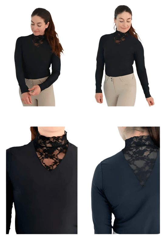Hannah Childs top Pitch Black / XS Hannah Childs- Izzy Lace Tech Top (Long Sleeve) equestrian team apparel online tack store mobile tack store custom farm apparel custom show stable clothing equestrian lifestyle horse show clothing riding clothes Hannah Childs- Izzy Lace Tech Top (Long Sleeve) horses equestrian tack store