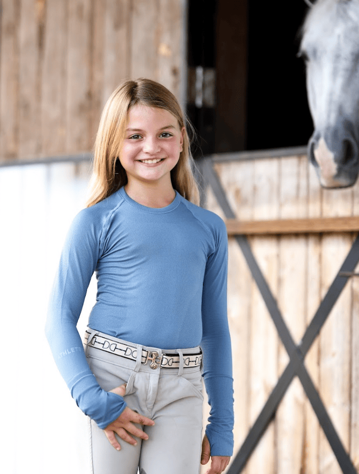 TKEQ Youth Shirt TKEQ- Kennedy Seamless Long Sleeve Shirt- Mini (Iced Out) equestrian team apparel online tack store mobile tack store custom farm apparel custom show stable clothing equestrian lifestyle horse show clothing riding clothes TKEQ- Kennedy Seamless Long Sleeve Shirt- Mini (Iced Out) horses equestrian tack store